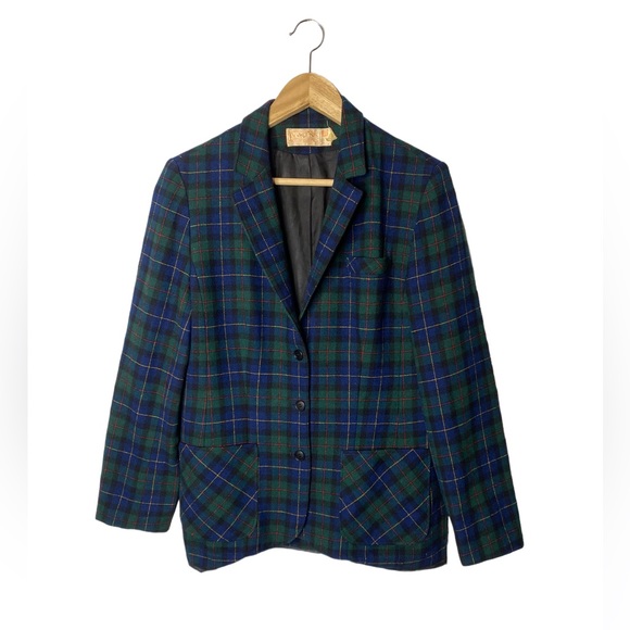 Vintage Pendleton Tartan Plaid Wool Blazer Jacket S - Picture 1 of 12